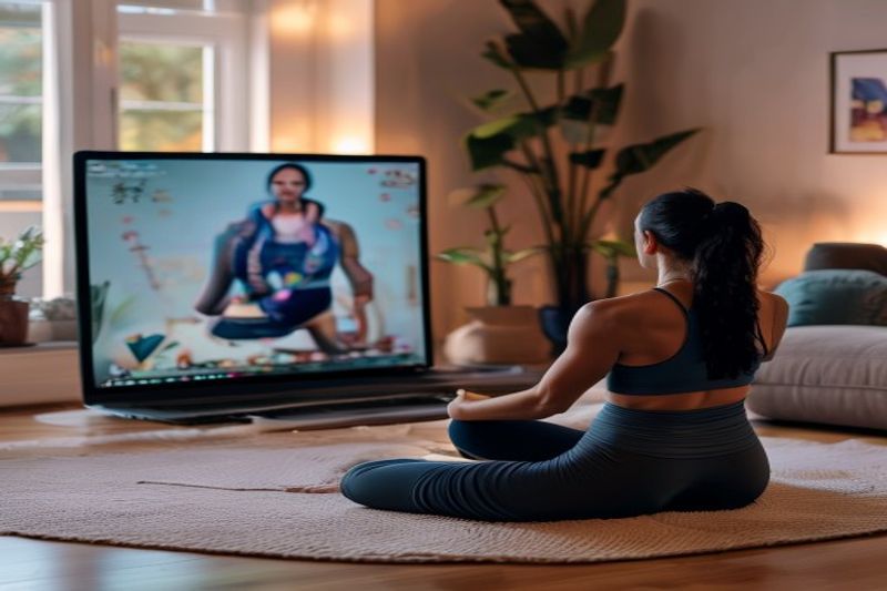 Practitioner executing an advanced hot yoga posture in a heated studio