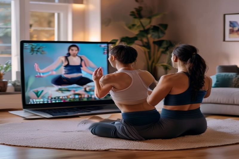 Practitioner executing an advanced hot yoga posture in a heated studio