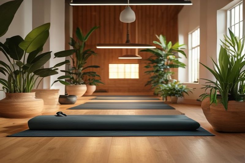 Hot yoga for beginners - studio pose in a heated class